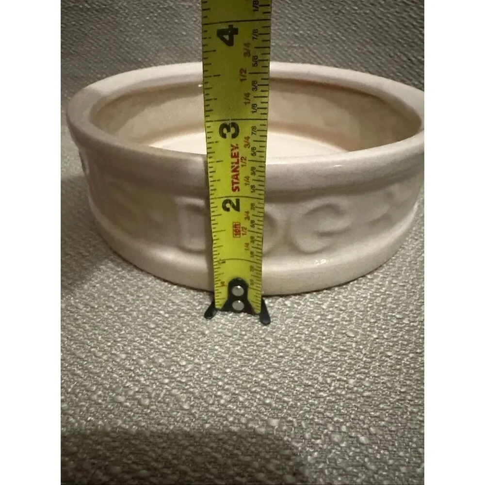 Vintage McCoy Pottery Cream Color Dog Dish Bowl To Man's Best Friend His Dog NEW